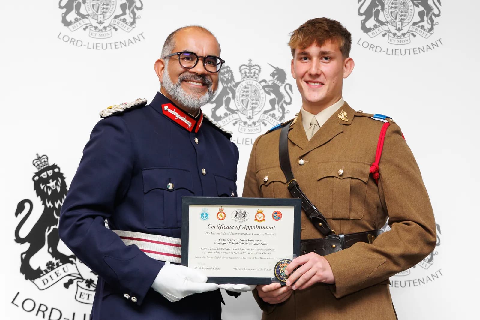 Cadet Sergeant James Hargreaves (17) from Tiverton